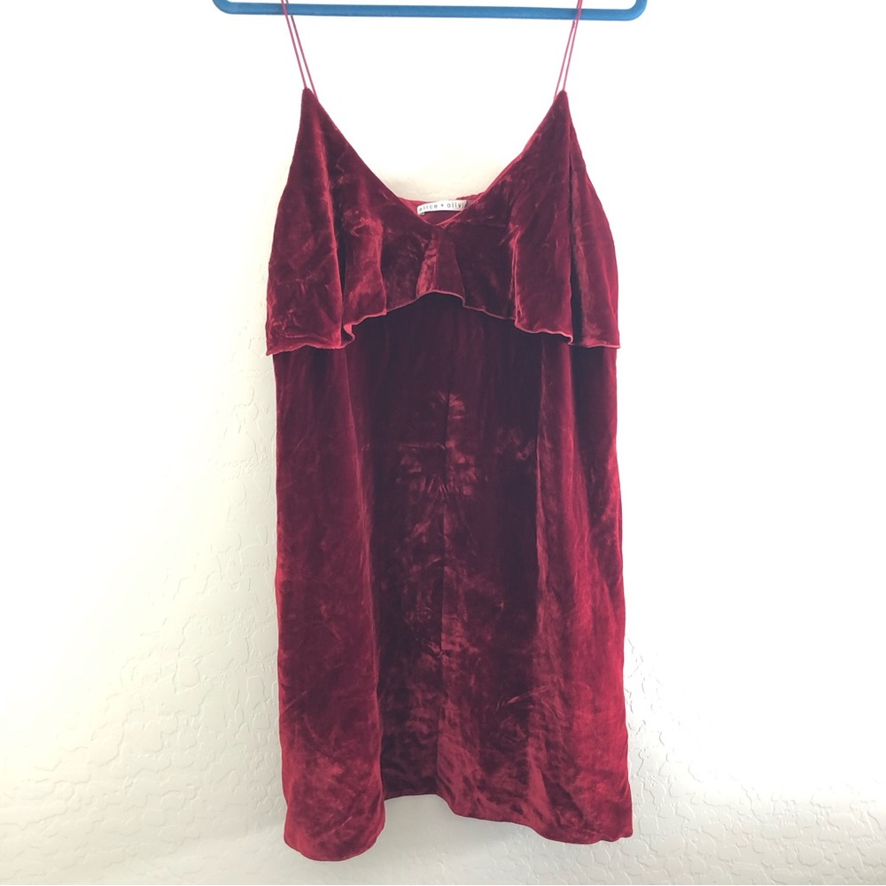 Alice + Olivia Crushed Velvet Red Dress size Large